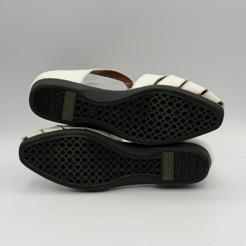 Naturalizer Fisherman Sandals Women 8M White Leather Travel Boho Cottage Comfort